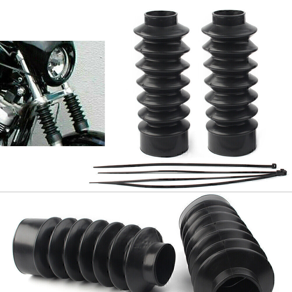 for Harley Sportster XL883 1200 Fork Cover Gaiters Gators Long Boots Rubber 39mm