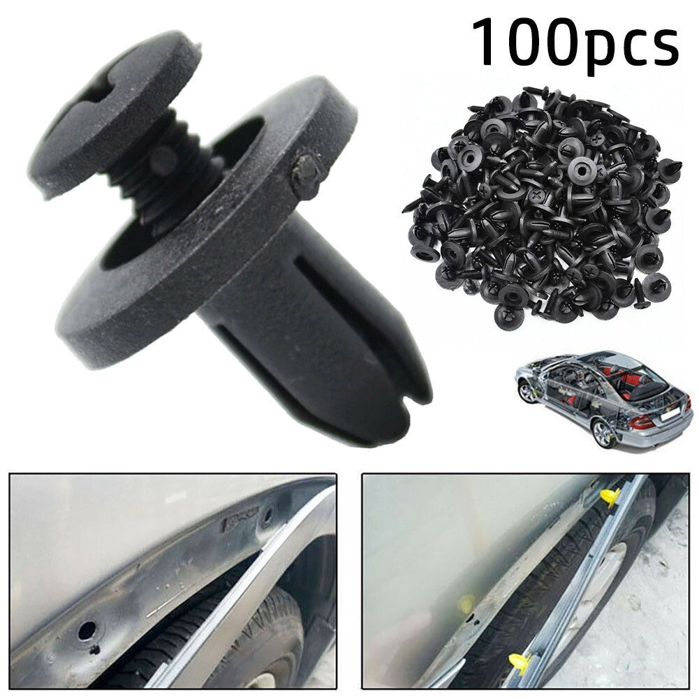100pcs Car Truck Bumper Fender Rivet Fastener Clips 6mm Hole Black