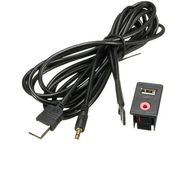 AUTO Mount Mounting Adapter Panel Input 3.5mm USB AUX Headphone Male Jack Flush