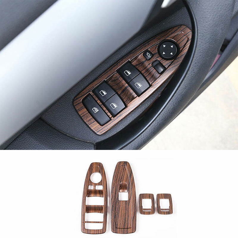 for BMW X1 F48 2016-19 ABS Wood Grain Inner Window Lock Lift Panel Trim Frame 4P