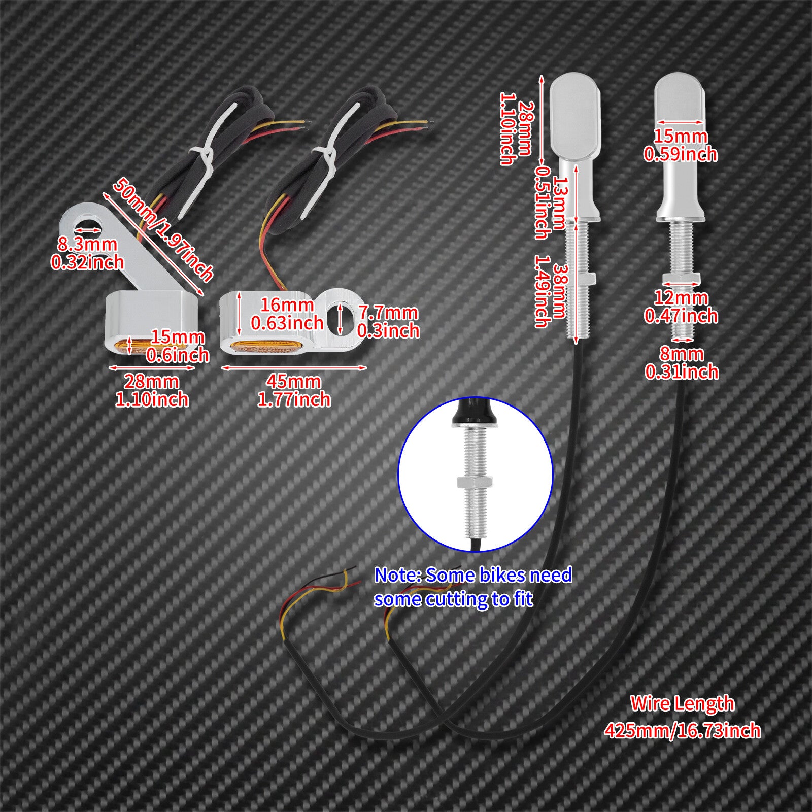Front Rear Clutch for Mini Turn Signal Amber Indicator Light Chrome Fit For Touring