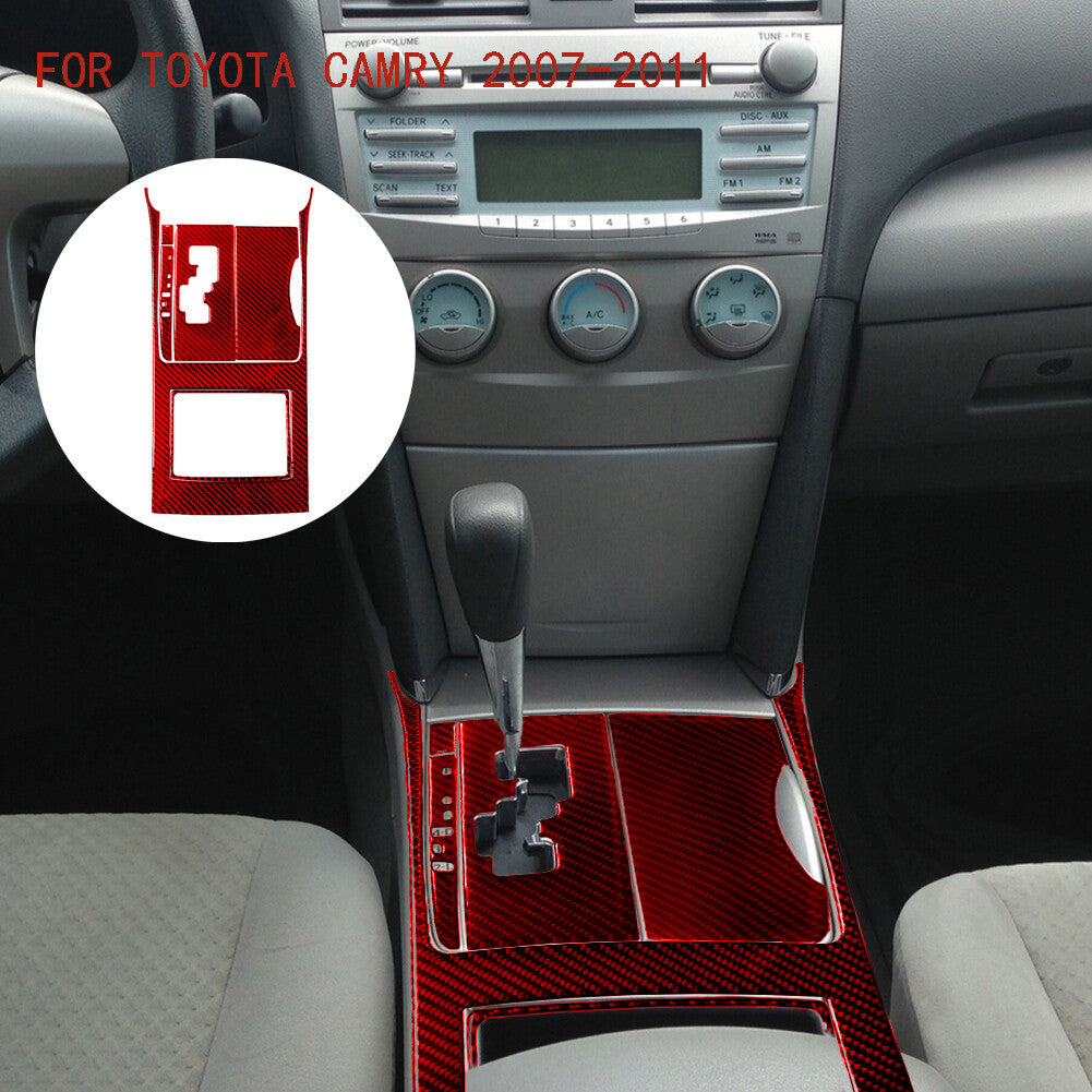 Red Carbon Fiber Gear Shift Panel Cover Trim Type A for Toyota for Camry 2007-2011