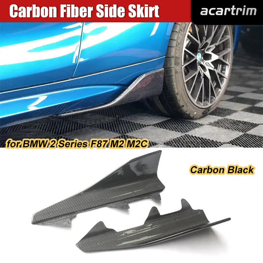 Carbon Fiber Fit For 2016-20 for BMW F87 M2 P Style Side Skirt Splitter Lip Spoilers