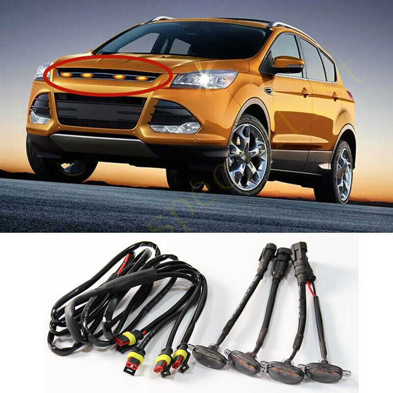 for Ford Escape 2013-2016 smoke Style Front Grill LED Marker Light Kit