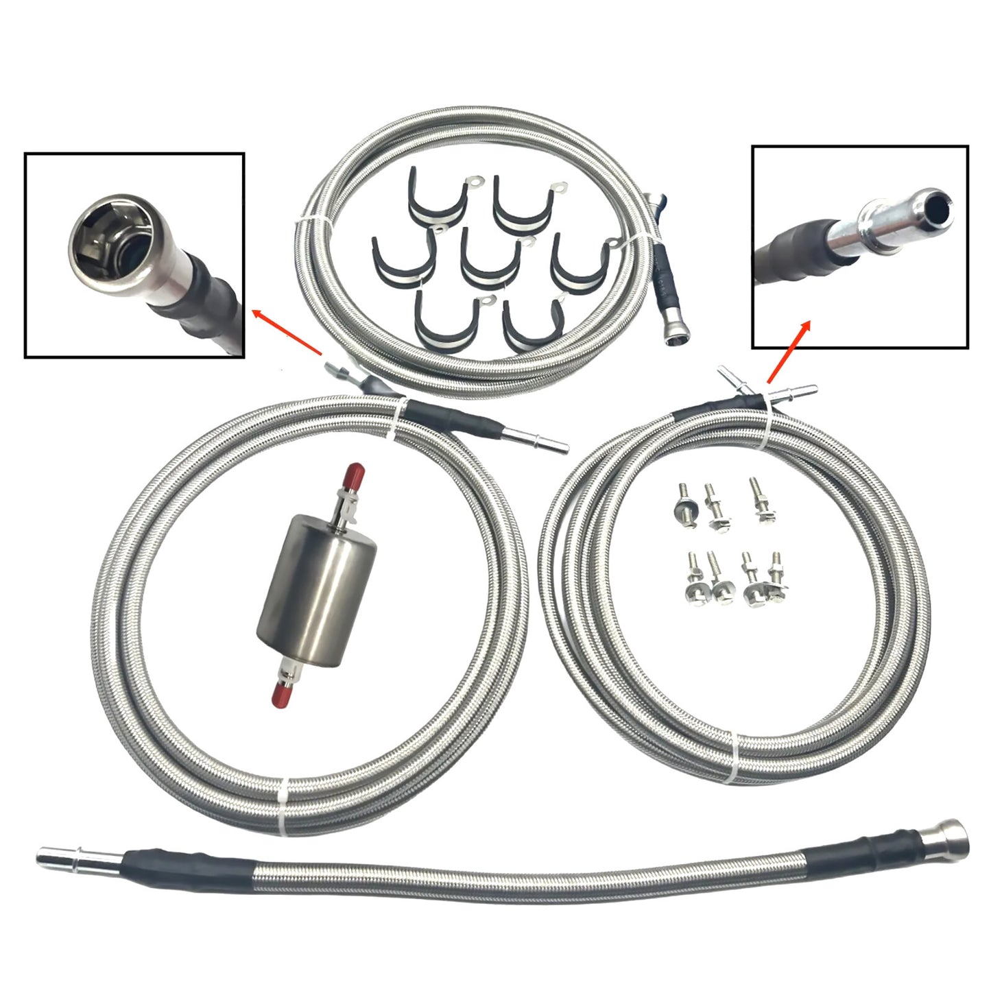 1Set SS Braided Fuel Lines Quick Fix Kits for GMC for Chevrolet Gas Flex Ext Cab