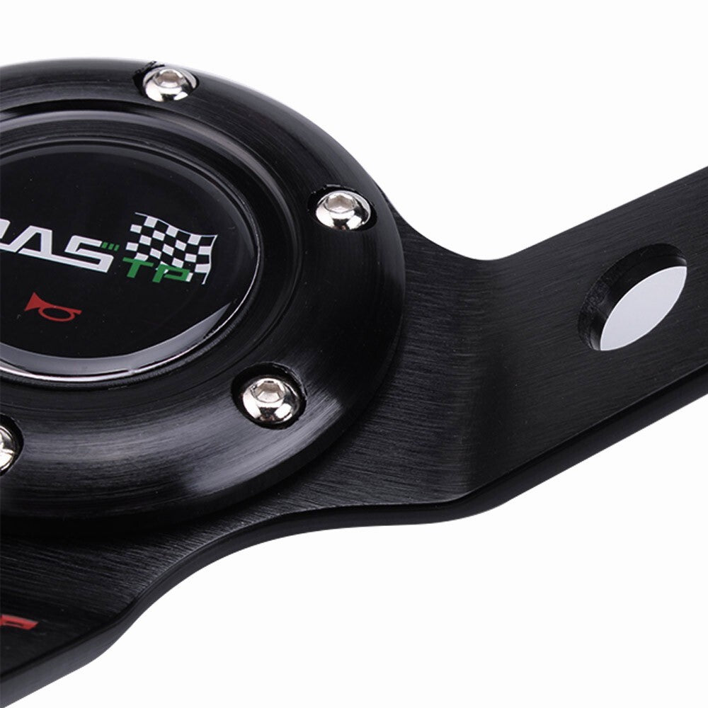 350mm Suede Deep Dish 6 Bolt for JDM Sport Racing Steering Wheel +Horn Button