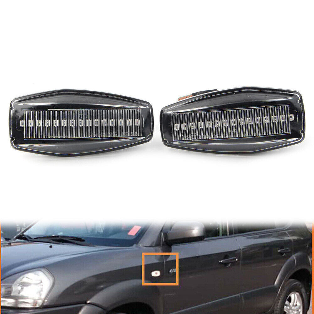 2pcs LED Dynamic Turn Signal Light for Hyundai for Elantra XD i10 Getz for Tucson Clear