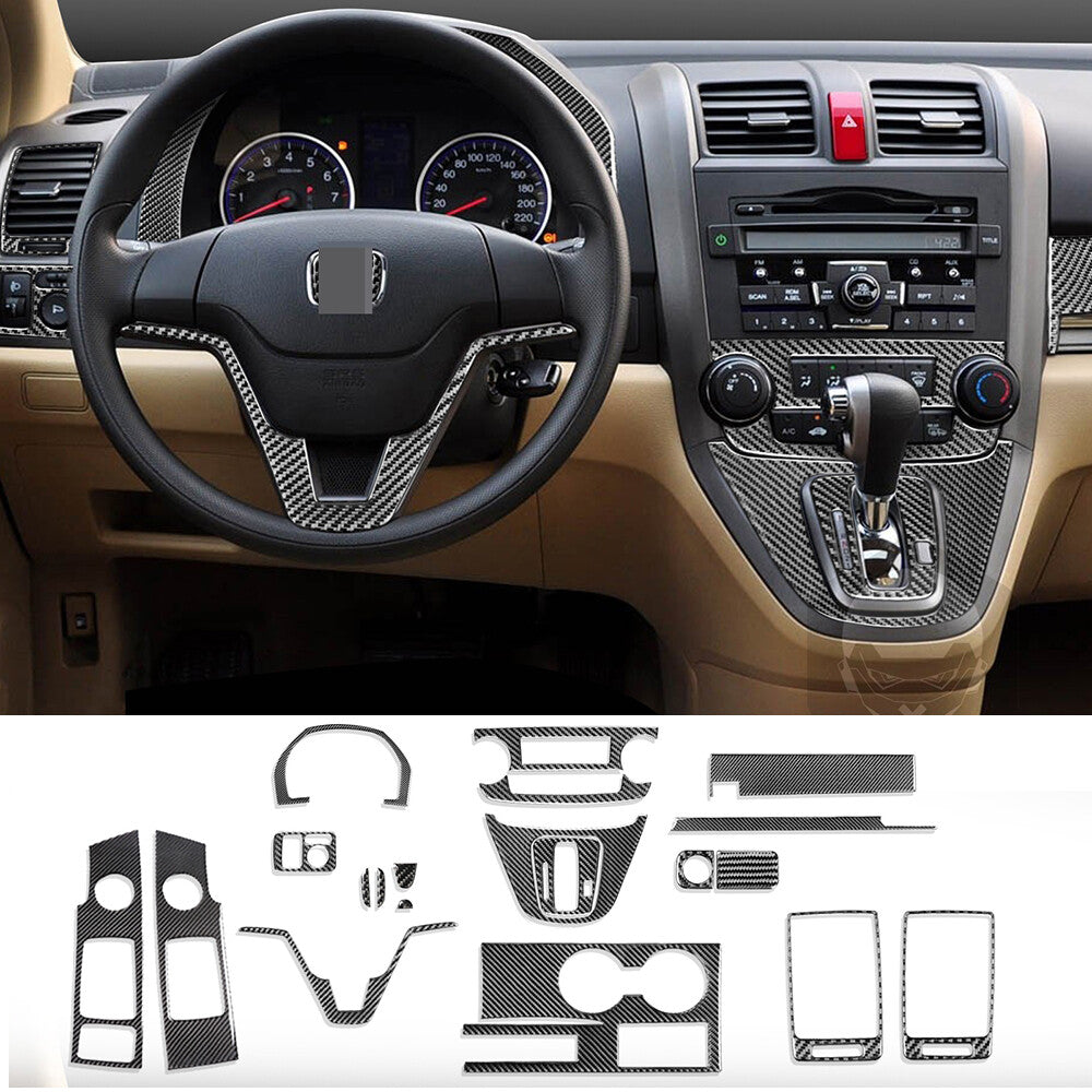 20PCS Carbon Fiber Daahboard Interior Set Kit Trim for Honda CR-V CRV 2007-2011