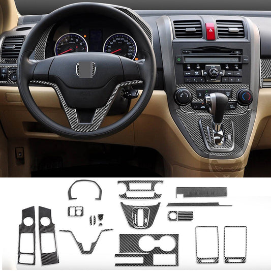 20PCS Carbon Fiber Daahboard Interior Set Kit Trim for Honda CR-V CRV 2007-2011