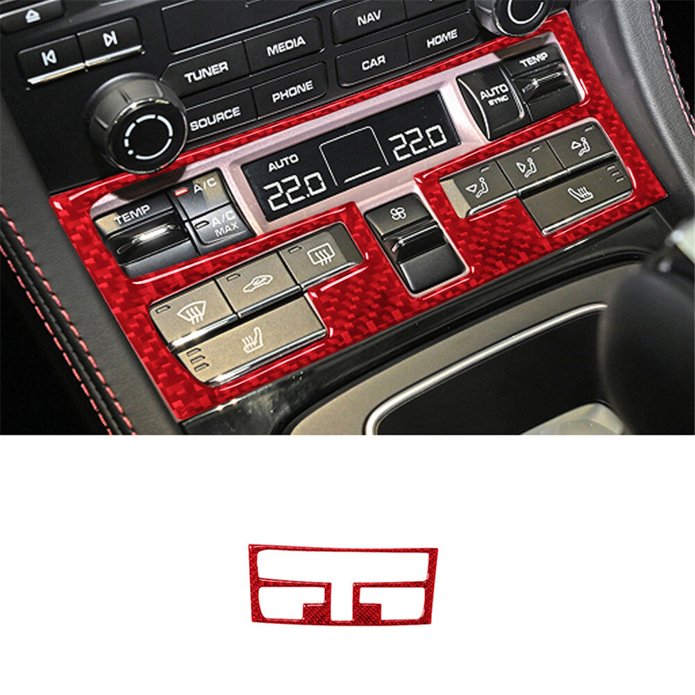 Red Carbon Fiber Air Conditioning Panel Bezel for Porsche 718 2016-2022