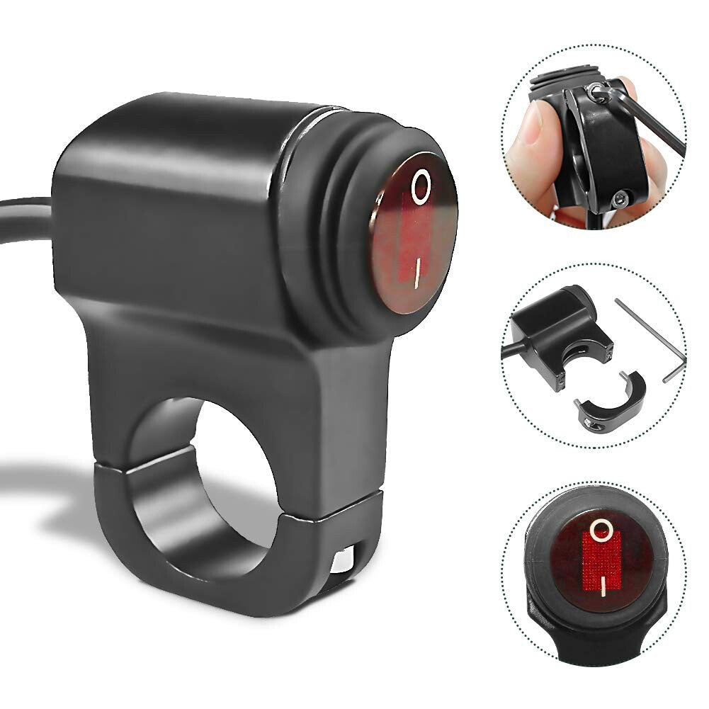 7/8ATV Handlebar Light On-Off Switch 12V LED Fog Light ON-OFF Switch Waterproof