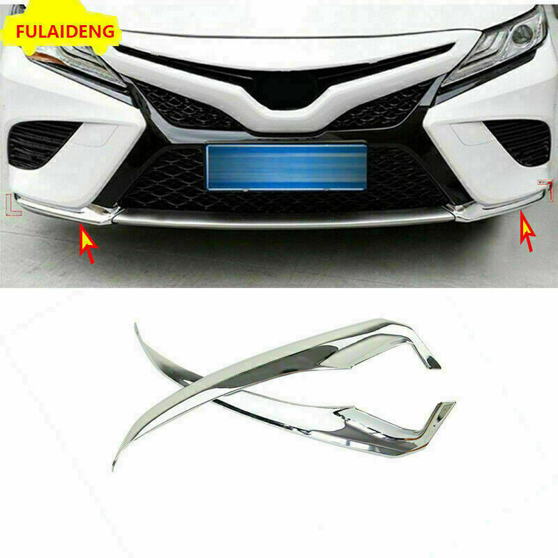 2X for Toyota for Camry SE XSE 2018-2020 Chrome Front Bumper Guard Corner Lip Cover