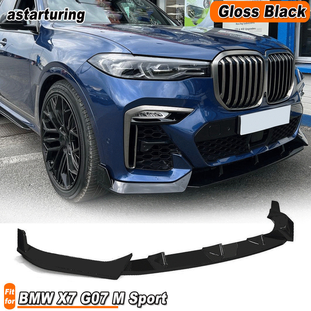 Fit for BMW X7 G07 M Sport Utility 2019-21 Gloss Black Front Bumper Lip Spoiler