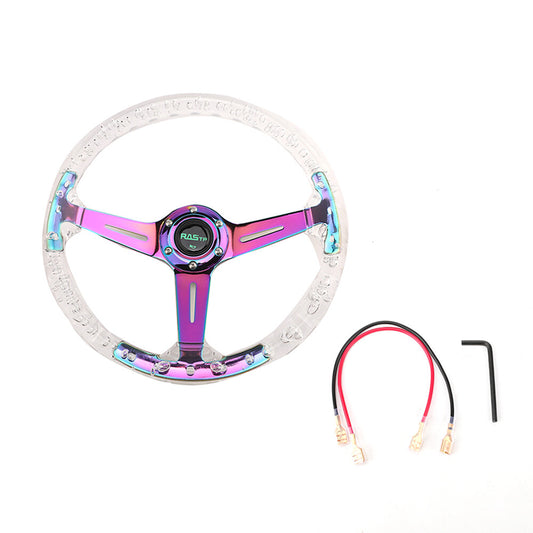 Racing Sports Steering Wheel Neo Chrome Transparent Colorless Acrylic 340mm/13¡±