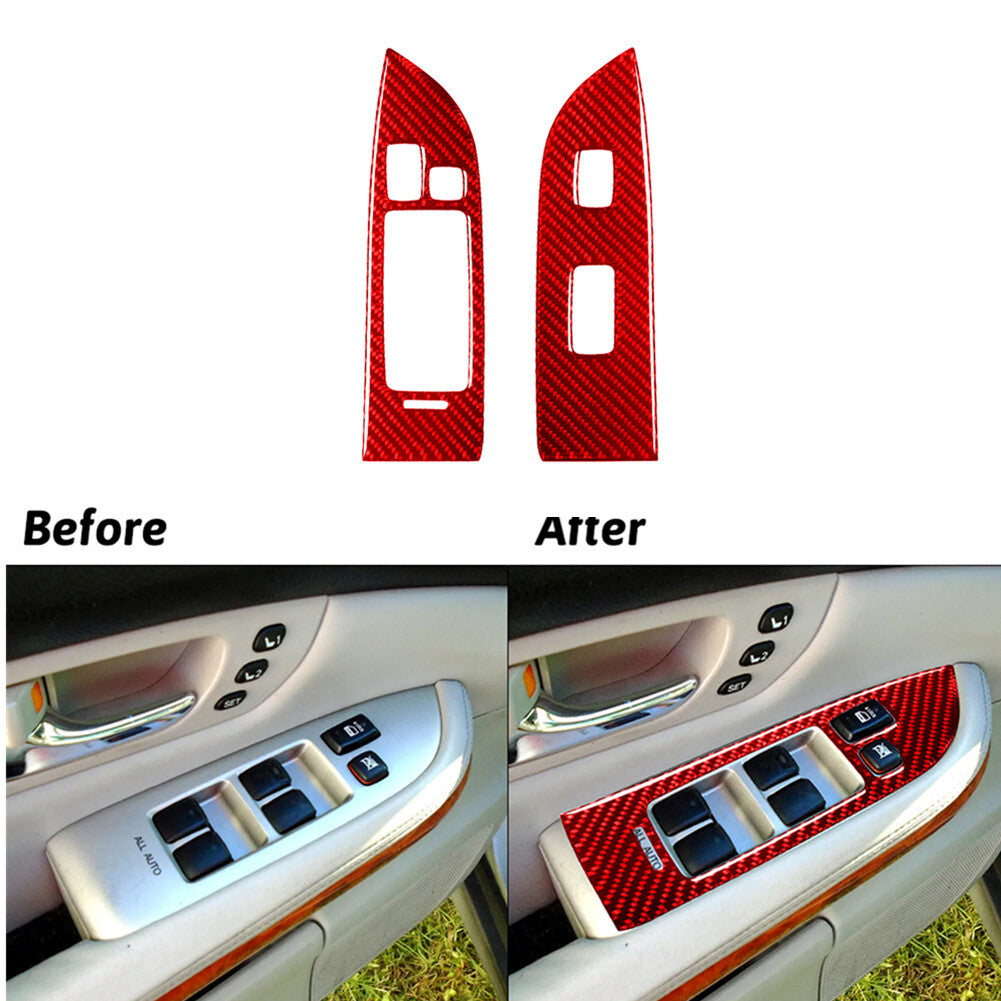 Red Carbon Fiber Front Window Lift Control Trim for LEXUS RX330 RX350 2004-2009