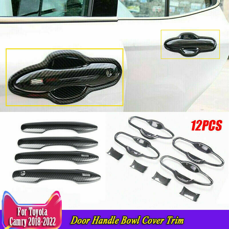12P for Toyota for Camry 2018-2023 Carbon Fiber Outside Door Handle&Bowl Cover Trims