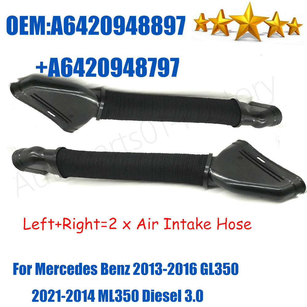 2x Air Intake Hose for Benz ML350 GLS350 GL350 GL500 ML300 6420948897 6420948797