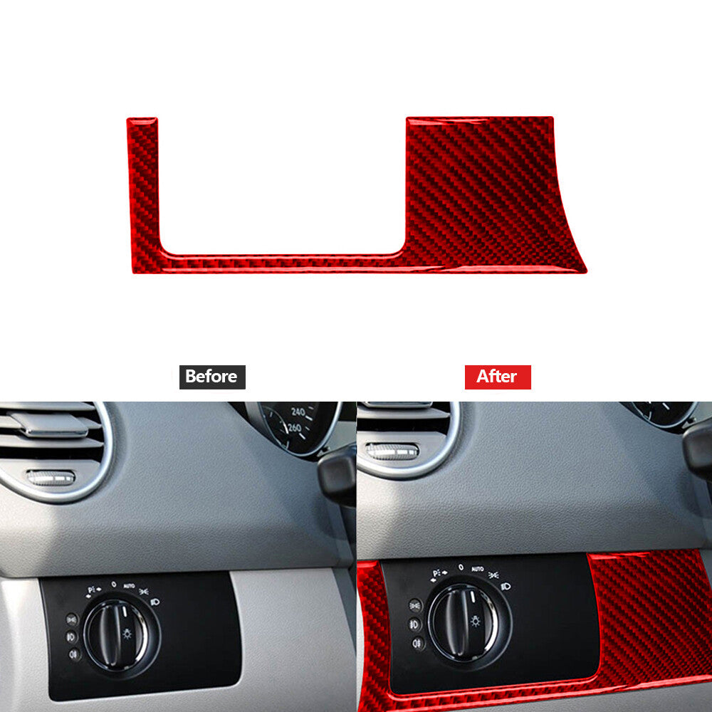 Red carbon fiber headlight console trim for Mercedes-Benz M-Class 06-11