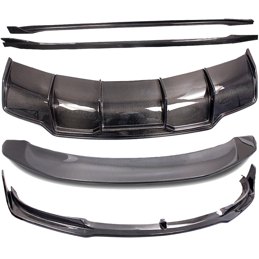 Carbon Fiber Rear Spoiler+Side Skirt+Front  Rear Bumper for 18-23 for Tesla model 3