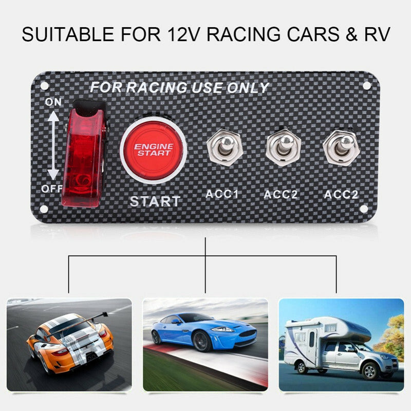 Multifunction Car Ignition Carbon Fiber Panel Engine Start Push Button Toggle