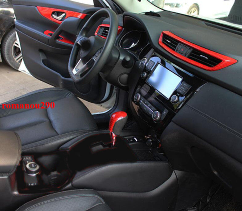 Red Carbon Fiber Car interior Dash Trim Kit Set Cover for Nissan Rogue 2014-2020