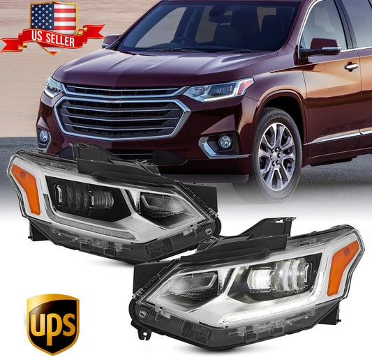 For 2018-2021 for Chevy Traverse FULL LED Type w/ DRL Headlights Headlamp Left+Right