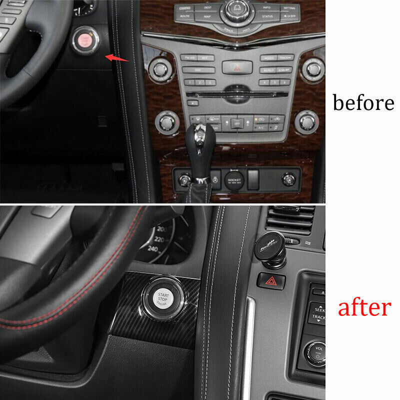 One-Click Startup Frame Cover Trim for Nissan Armada Y62 2017-2020 Carbon Fiber