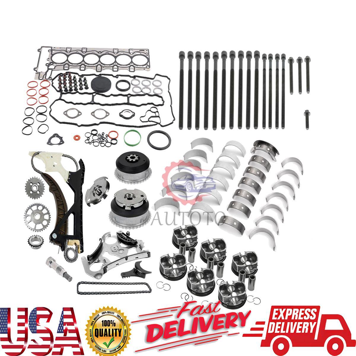 N54 Engine Rebuild Overhaul Kit Pistons Rings Bearings Guide HEAD BOLTS for BMW