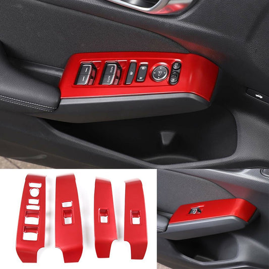 Red ABS Window Lift Switch Button Panel Cover Fit for Honda for Civic 11th 2022 2023
