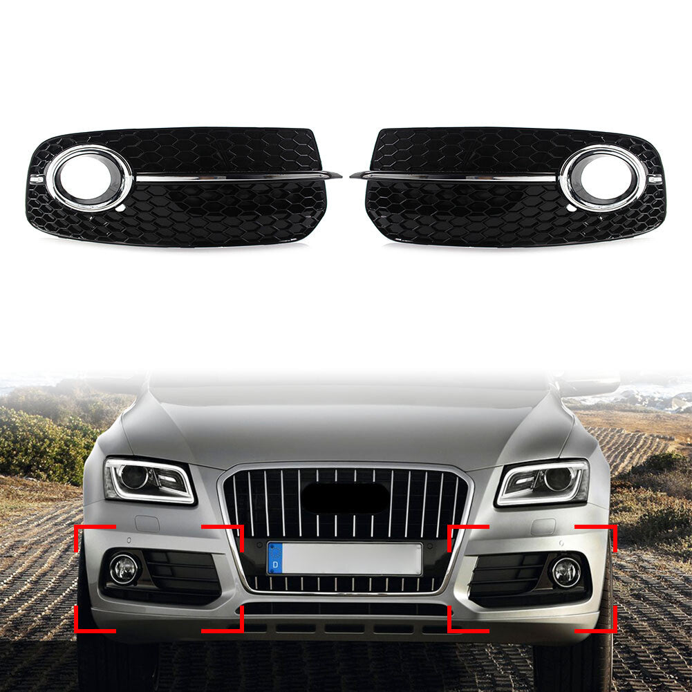 Front Bumper Fog Light Grille Upgrade Grill Fit for AUDI Q5 2013-2017 Left Black