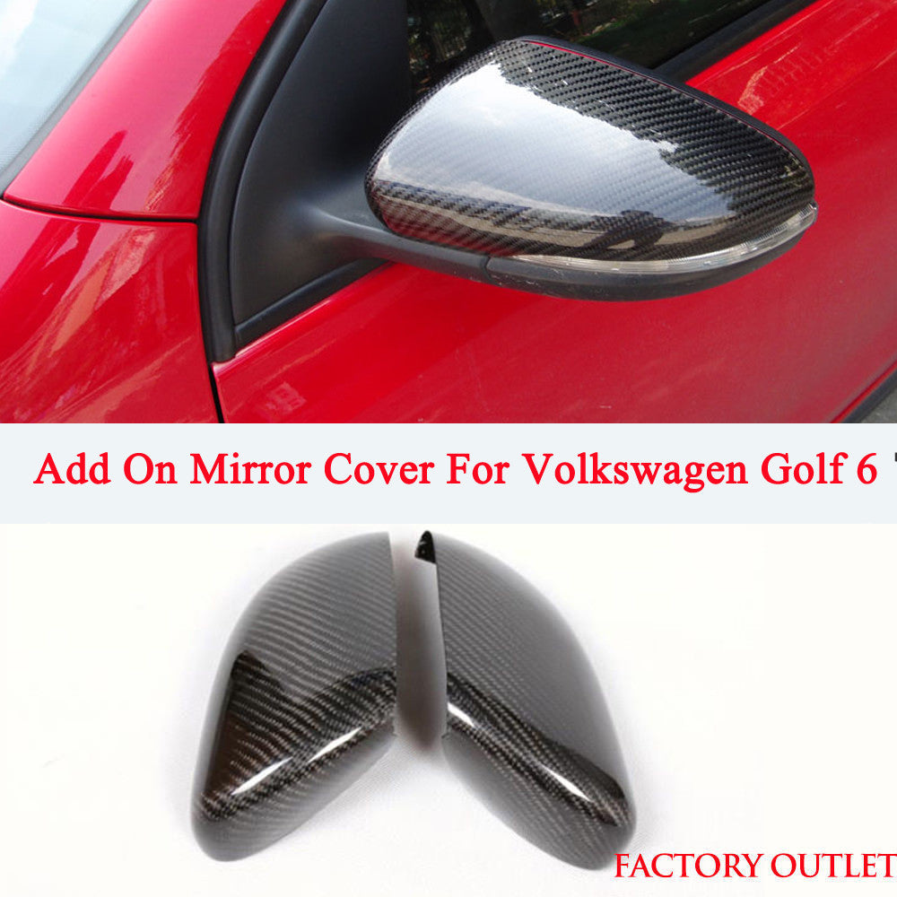 Carbon Fiber Side Add-on Mirror Cover Trim for Volkswagon for Golf 6 MK6 GTI R 09-12