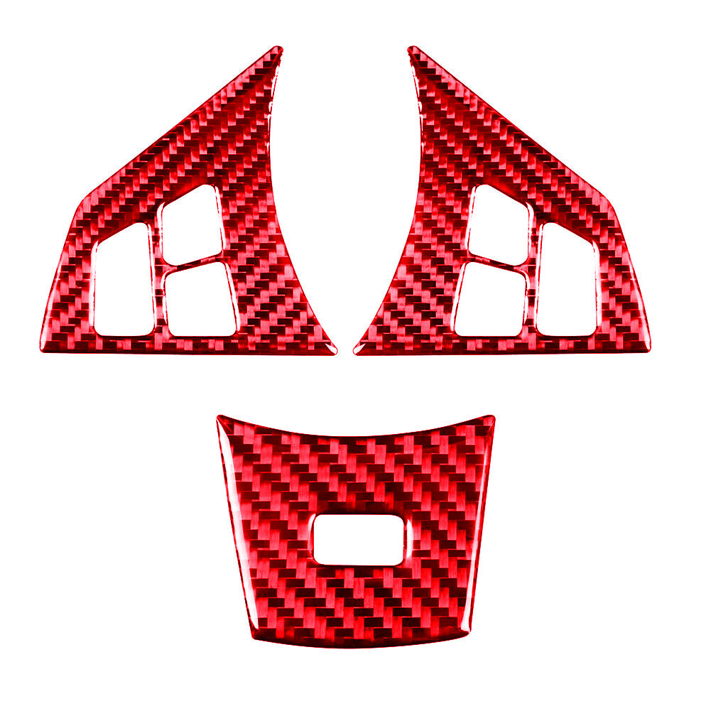 3Pcs for BMW 6Series M6 2004-2010 Red Carbon Fiber Steering Wheel Set Cover Trim