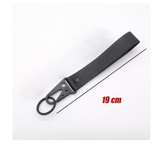 1-piece car keychain/key ring with lanyard, black, 19cm, suitable for Nissan .