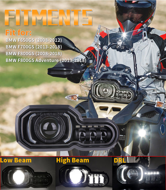 Front DRL LED headlight ring angel eye assembly suitable for F650GS, F800GS, F800R, F700GS