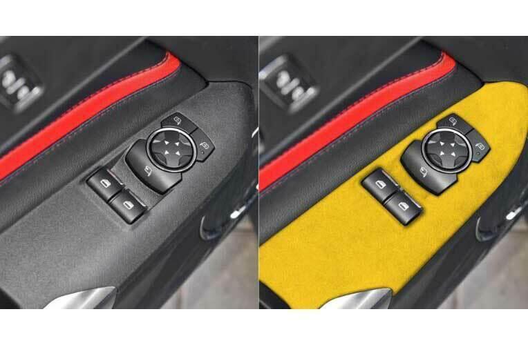 for Ford for Mustang 2015-2022 Dark Yellow Suede Window Lock Lift Panel Trim Frame