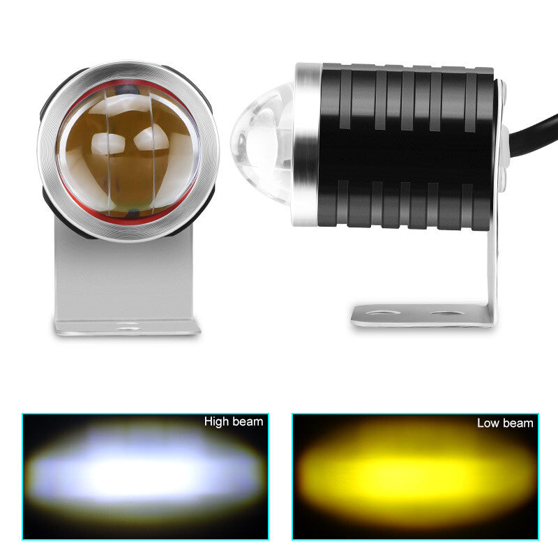 2X for Mini LED Motorcycle Headlight Yellow White Spot Light Driving Fog Lamp ATV