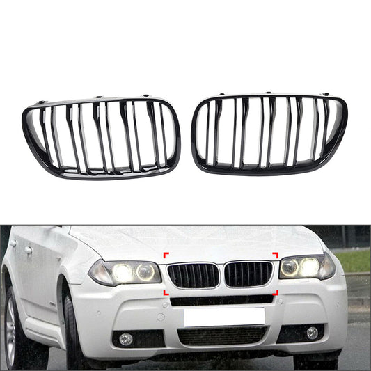 Double Line Front Bumper Kidney Grille for BMW X3 E83 Facelift 2006-2010