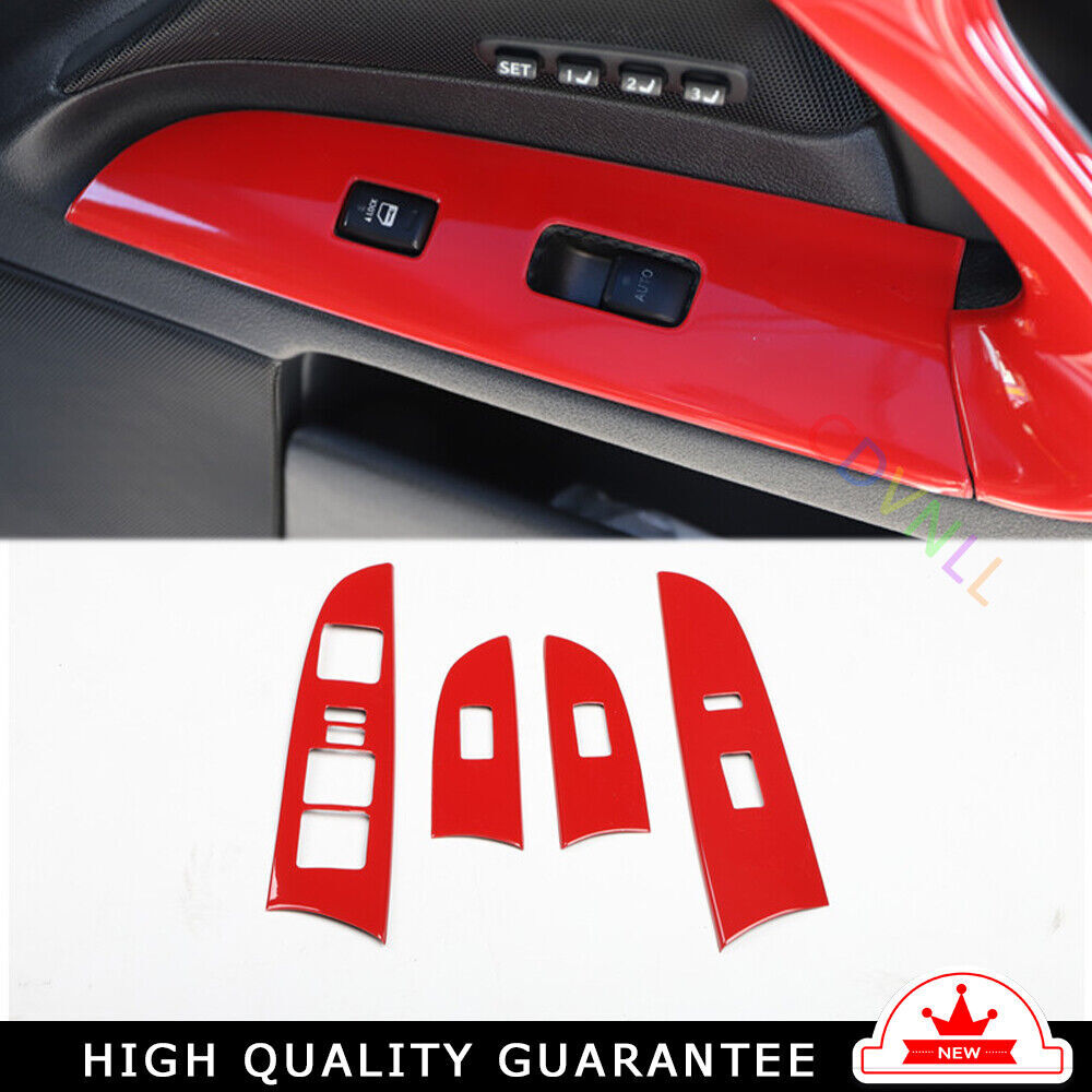 Inner Glass Window Lifting Lock Panel Trim 4 Fit for Lexus IS 06-11 Bright Red