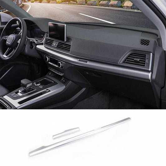 for Audi Q5 2018-24 ABS Matte Silver Inner Central Console Dashboard Strip Trim