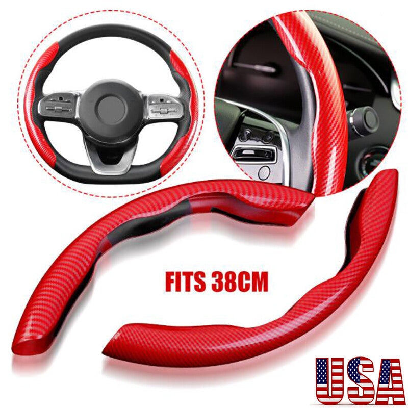 Red Carbon Fiber Universal Car Steering Wheel Booster Cover Non-Slip Accessories