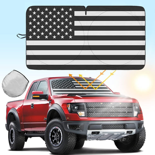 for GMC for Sierra US Flag Car Windshield Sun Shade Reflective UV Block Cover Visor