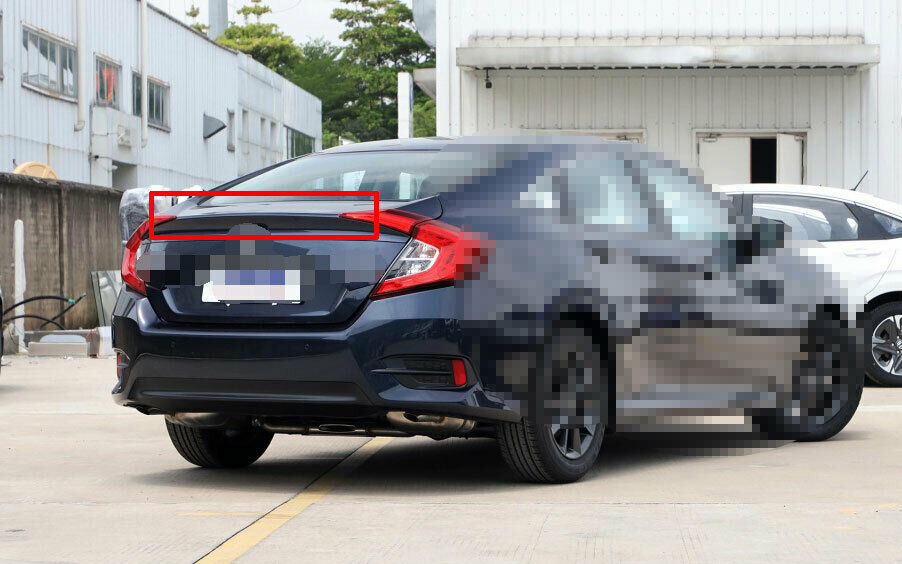 For 2016-2021 for Honda for Civic Red ABS Rear Trunk Spoiler Aircraft Wing Flap Trim Kit