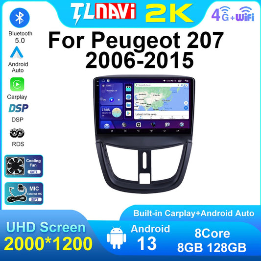Android CarPlay Car Radio for Peugeot 207 2006-2015 GPS Multimedia Player Screen