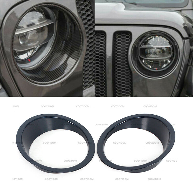 2pcs for Jeep for Wrangler JL JT Gladiator 2018-22 Front Headlight Cover ABS