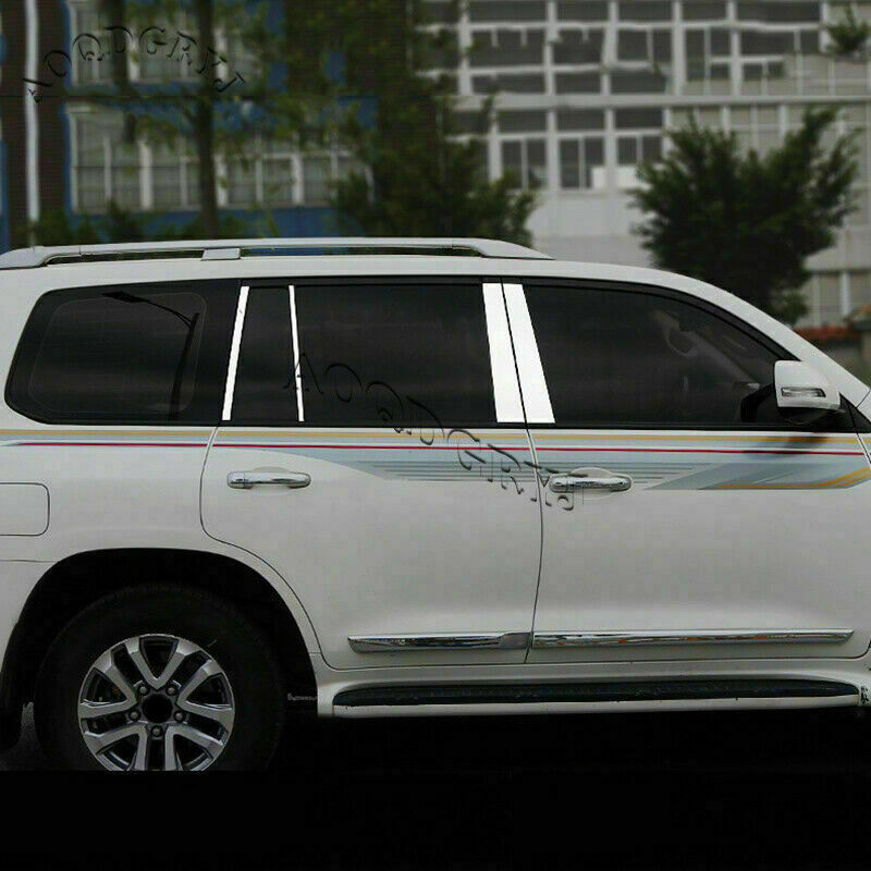CHROME Stainless Pillar Posts for Toyota for Land Cruiser 08-21 Set Door Cover Trim