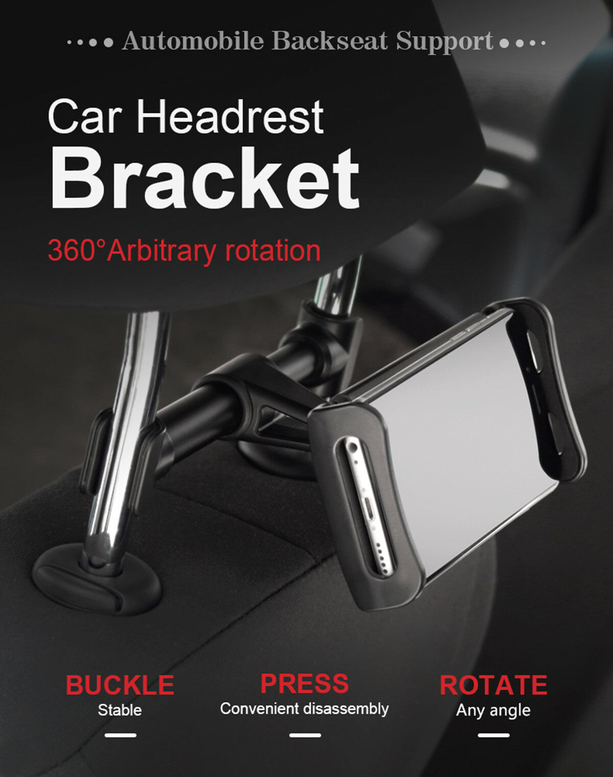 360¡ã Rotatable Accessory Car Headrest for Seat Holder Mount for 4 - 11 iPad Tablet