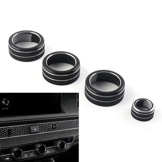 4x Console AC Climate Control Knob Ring Cover for Honda for Civic 11th 2022+ Black