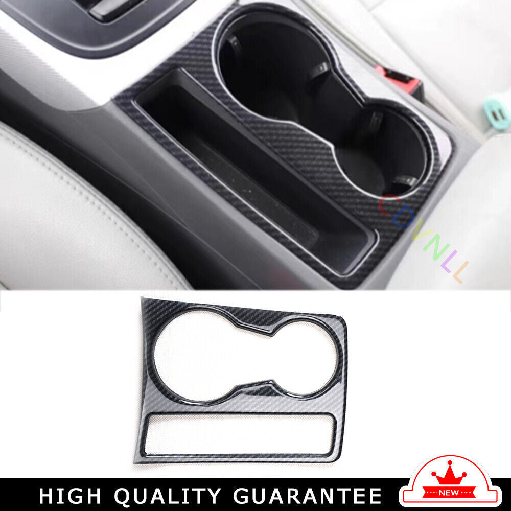 Console Gear Shift Water Cup Panel Trim Fit for Audi A5 2008-2016 Carbon Fiber