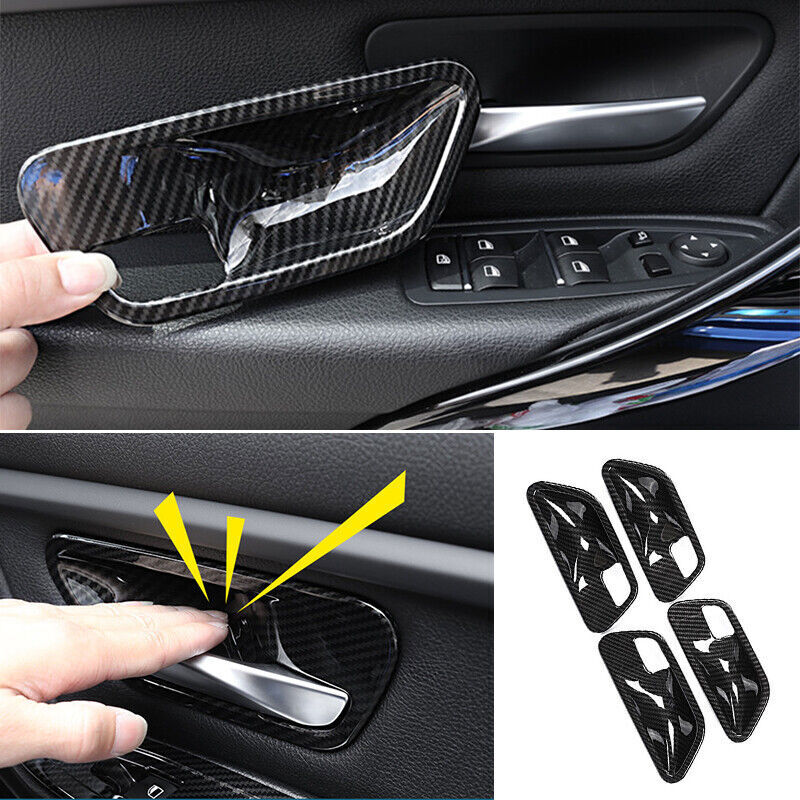 for BMW 3 4 Series GT 2014-2018 Carbon Fiber Look Inner Door Bowl Frame Trim 4P