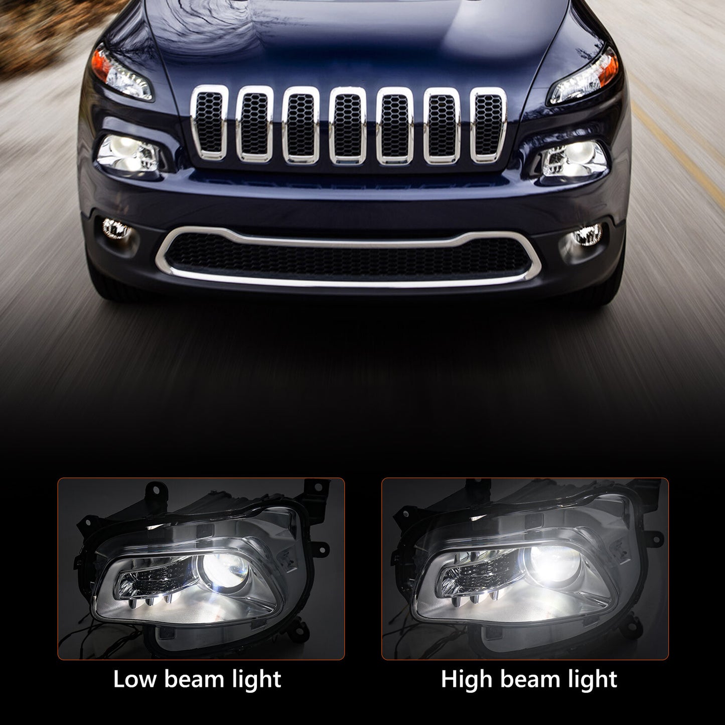 For 2014-2018 for Jeep Cherokee HID/Xenon Chrome Projector Headlight Headlamp Driver